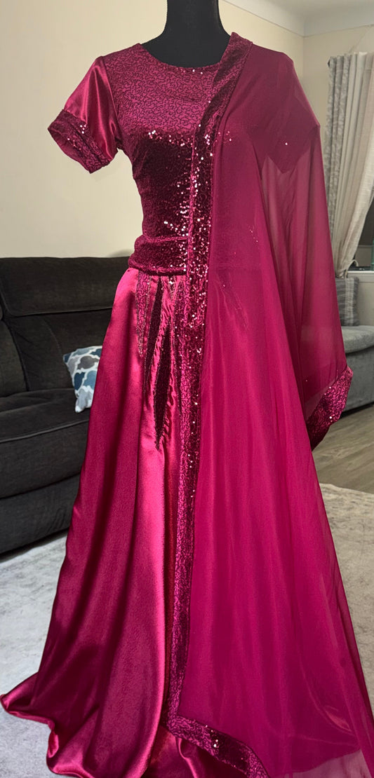 Ruby Sequin Elegance lehnga