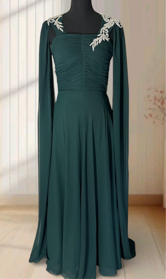 Emerald Grace Embroidered Evening Gown✨.
