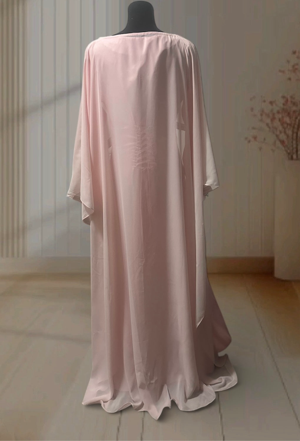 Blush Elegance Cape Dress ✨