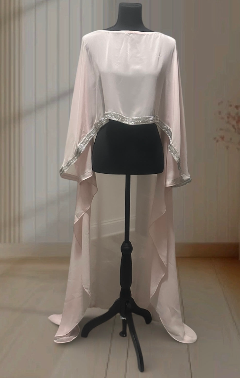 Blush Elegance Cape Dress ✨