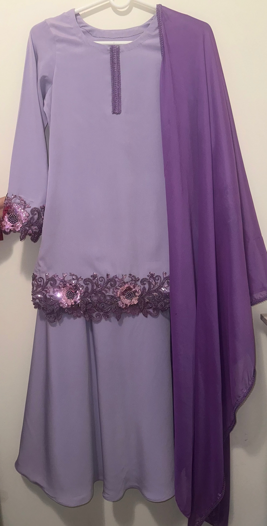 Purple contrast short shirt with plazo