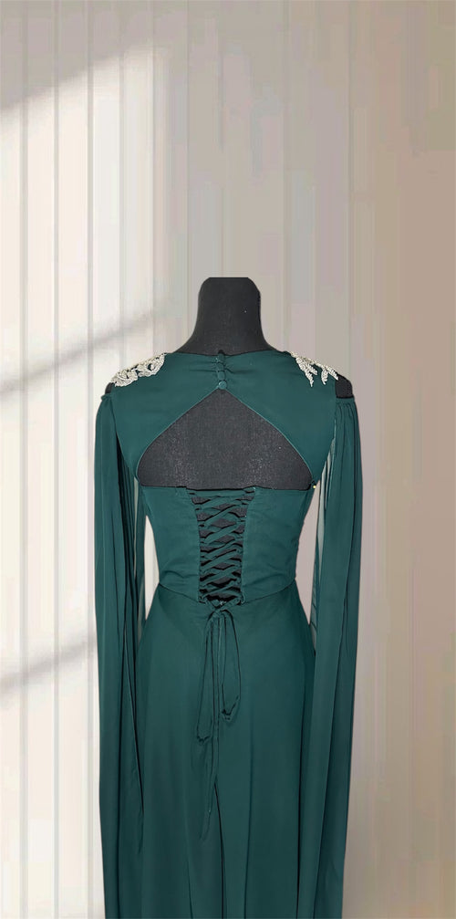 Emerald Grace Embroidered Evening Gown✨.