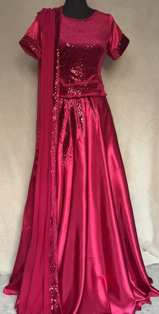 Ruby Sequin Elegance lehnga