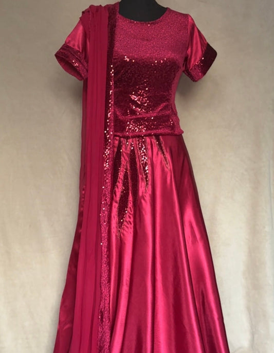 Ruby Sequin Elegance lehnga